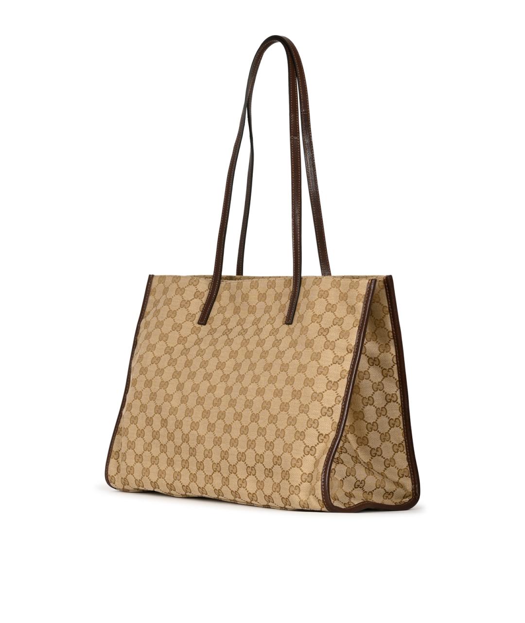 GUCCI Коричневая тканевая сумка тоут, фото 2