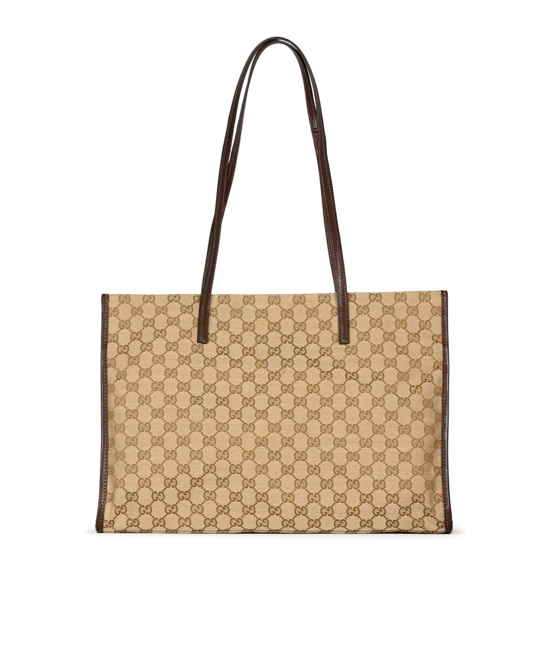 GUCCI Коричневая тканевая сумка тоут, фото 3