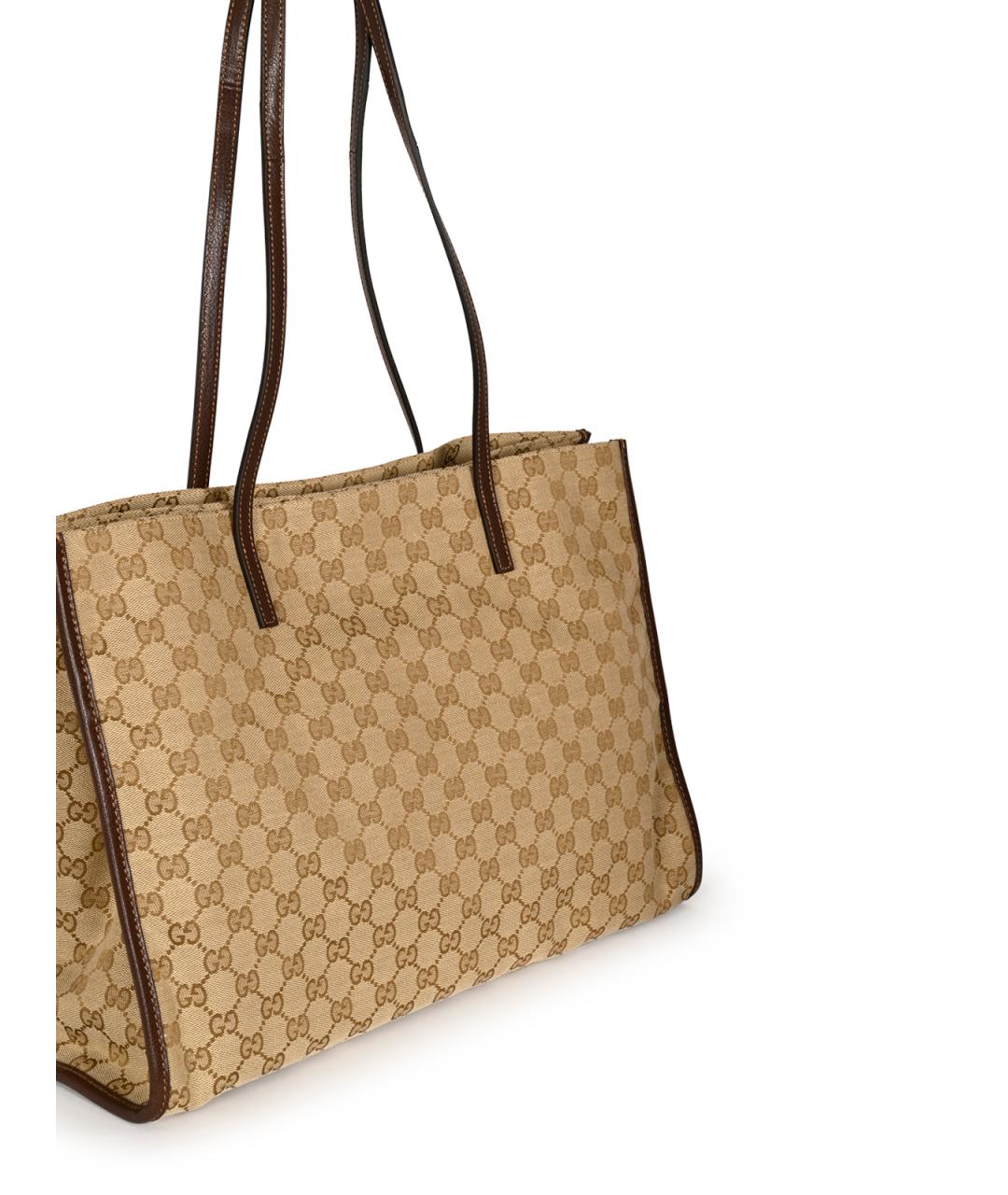 GUCCI Коричневая тканевая сумка тоут, фото 4