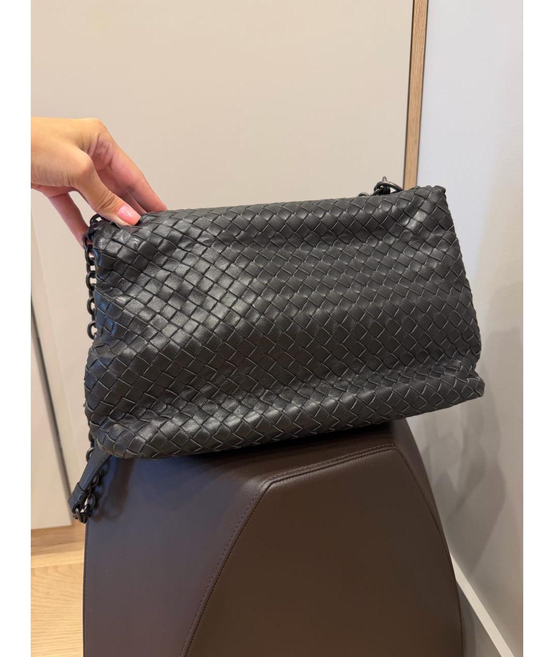 BOTTEGA VENETA Черная кожаная сумка через плечо, фото 2