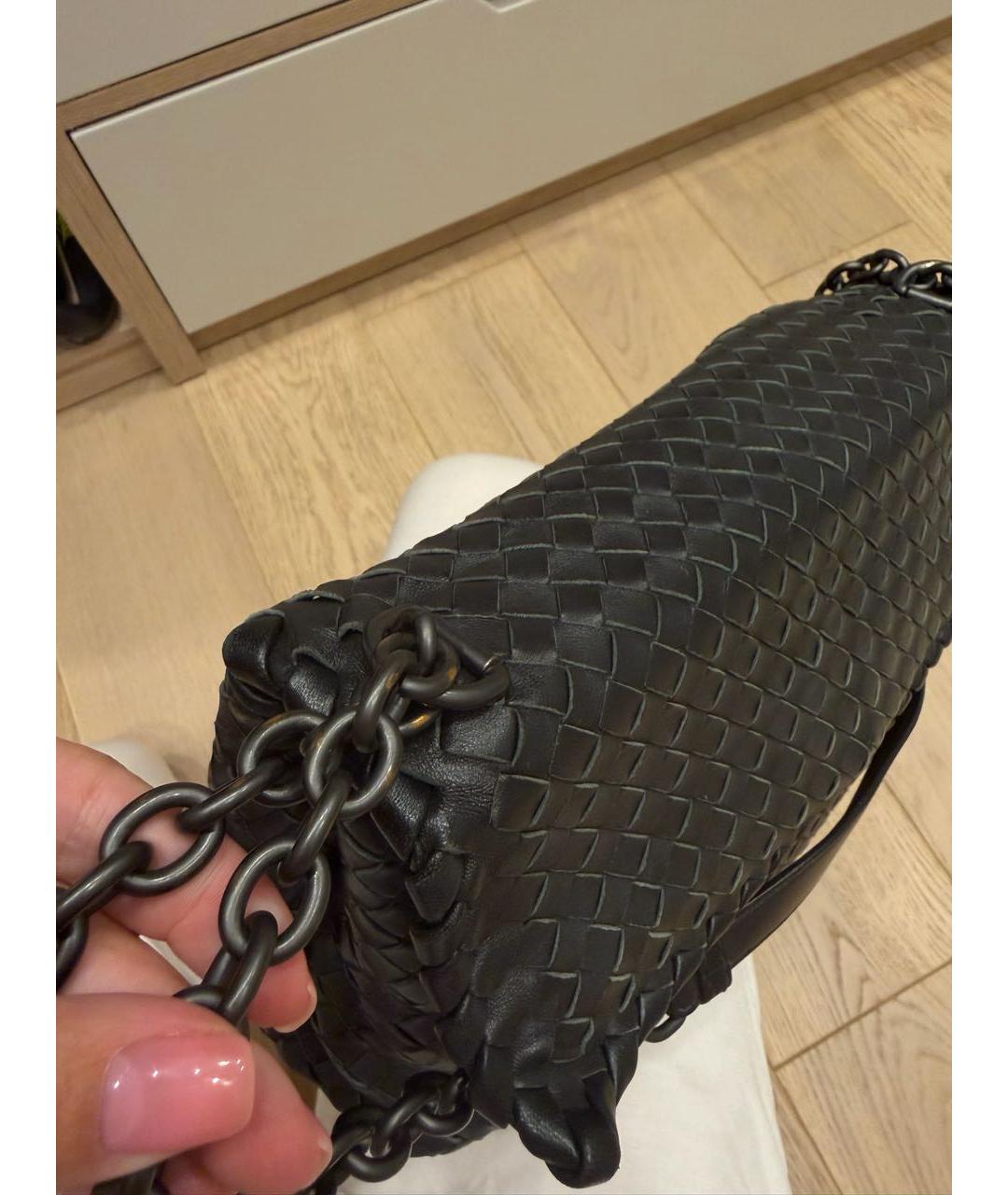 BOTTEGA VENETA Черная кожаная сумка через плечо, фото 5