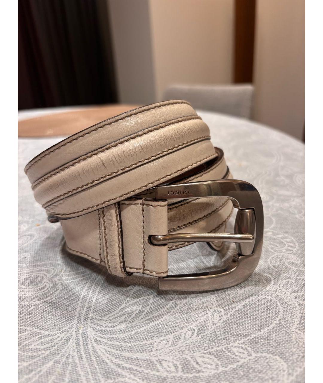 GUCCI Белый кожаный ремень, фото 4