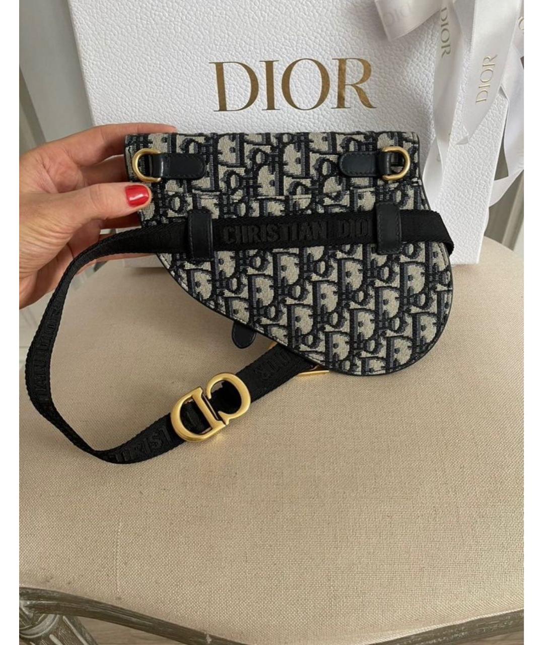 CHRISTIAN DIOR Синяя кожаная поясная сумка, фото 4
