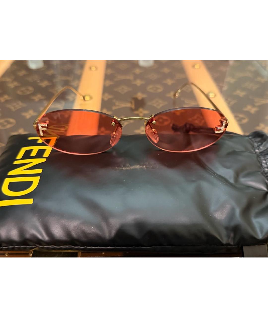 FENDI Бордовые металлические солнцезащитные очки, фото 6