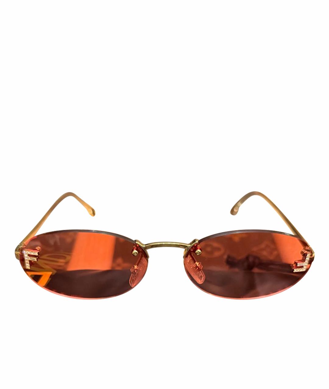 FENDI Бордовые металлические солнцезащитные очки, фото 1