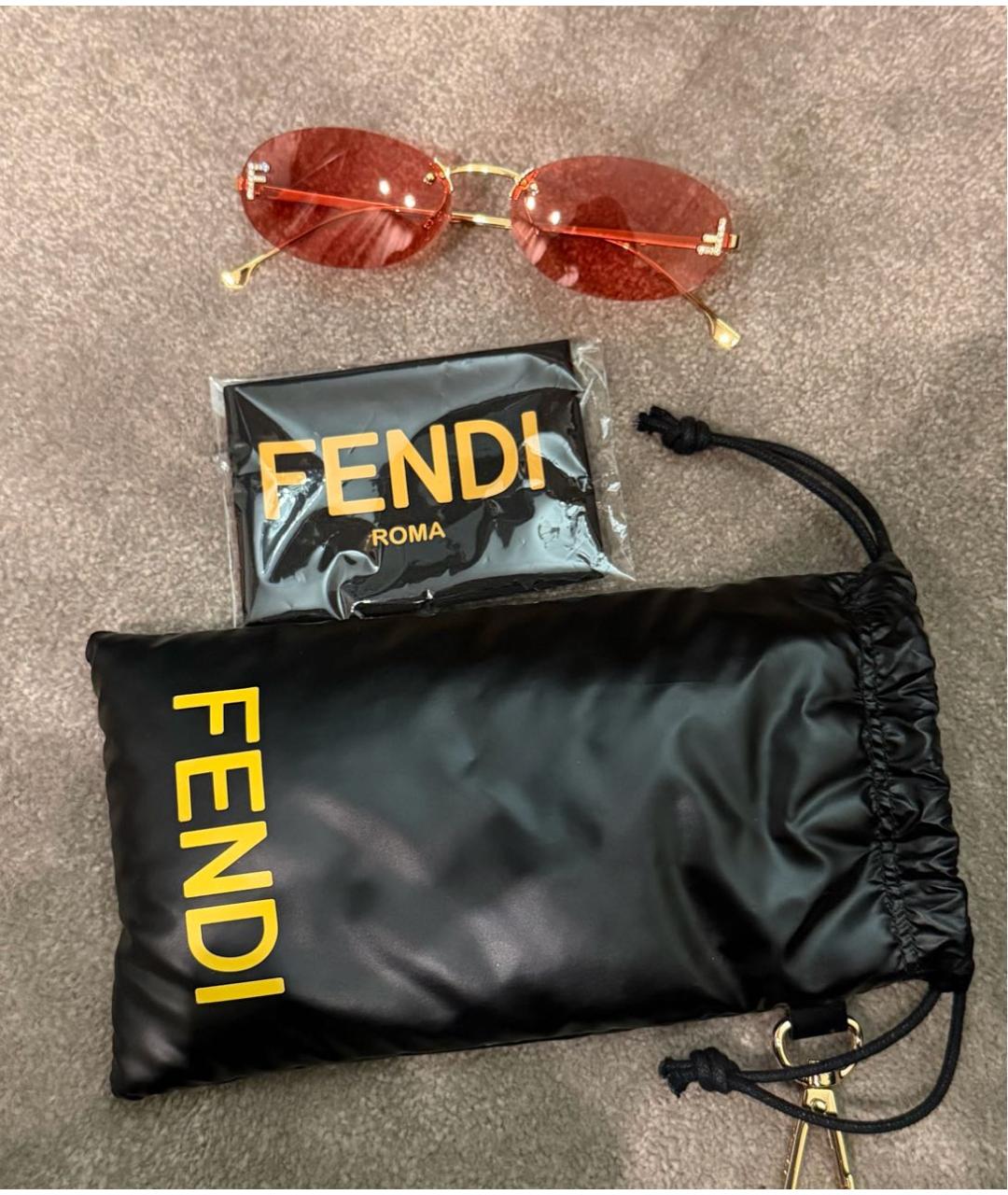 FENDI Бордовые металлические солнцезащитные очки, фото 5