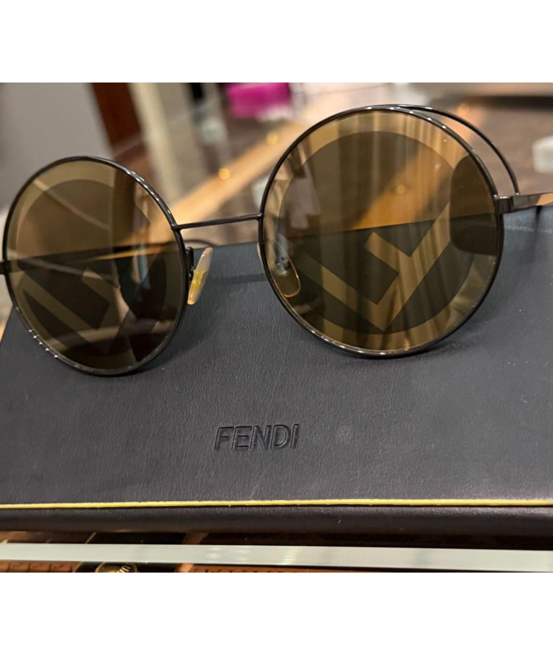 FENDI Черные металлические солнцезащитные очки, фото 2