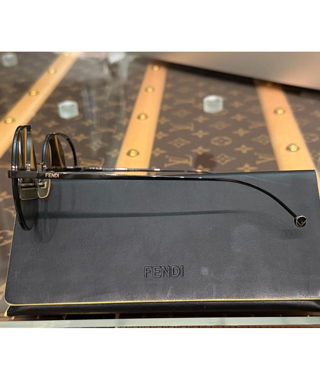 FENDI Черные металлические солнцезащитные очки, фото 3