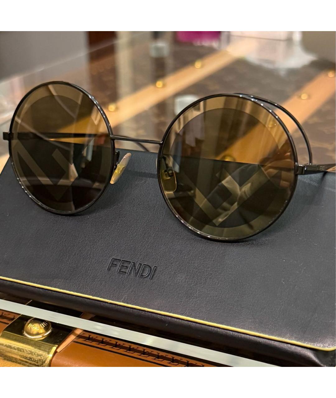 FENDI Черные металлические солнцезащитные очки, фото 7