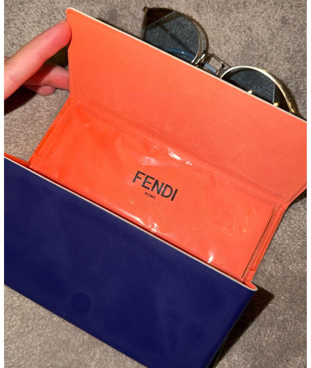 FENDI Голубые металлические солнцезащитные очки, фото 5