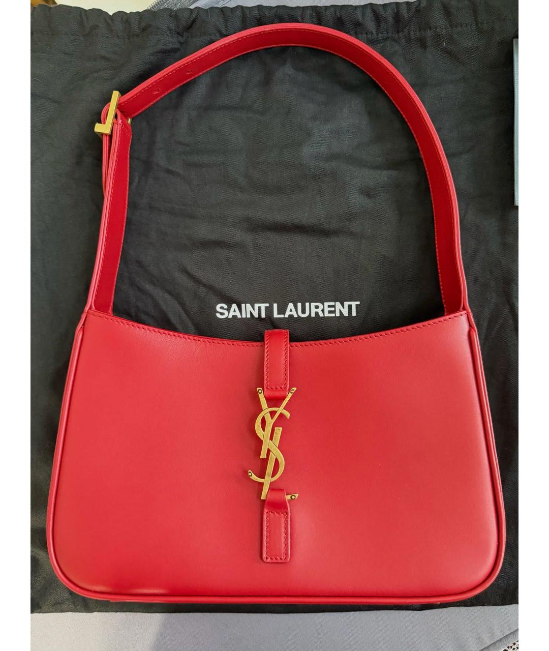 SAINT LAURENT Красная кожаная сумка через плечо, фото 9