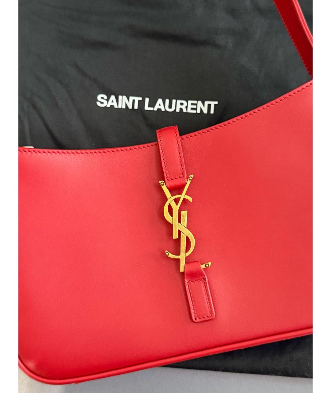 SAINT LAURENT Красная кожаная сумка через плечо, фото 3