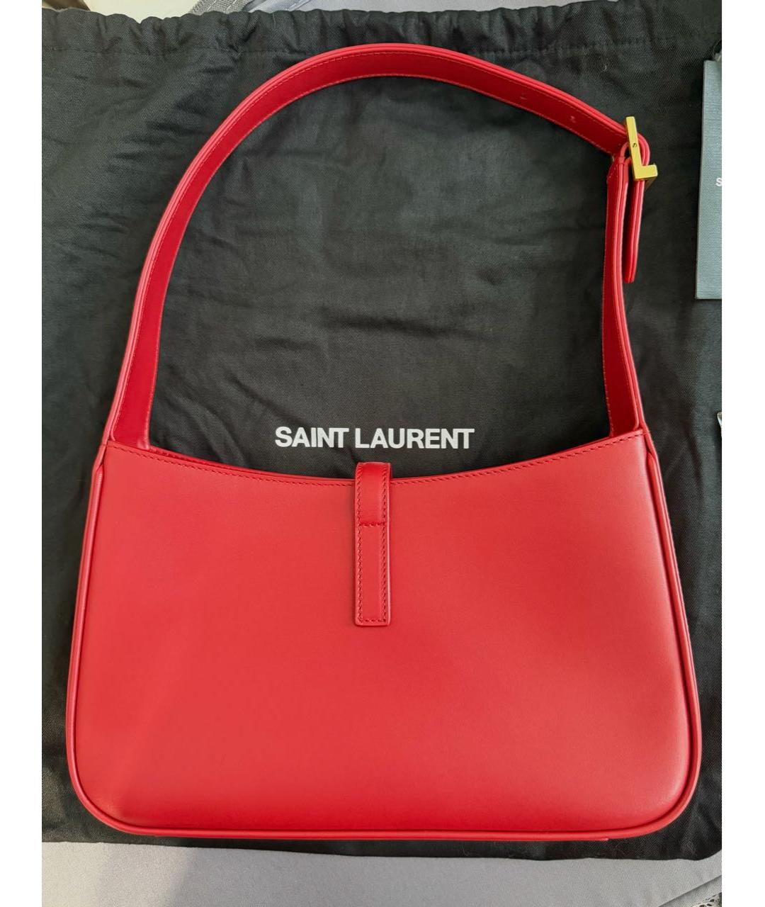 SAINT LAURENT Красная кожаная сумка через плечо, фото 2