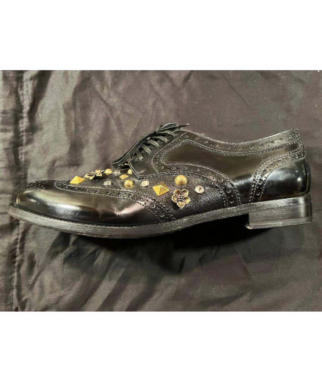DOLCE&GABBANA Черные брогги и оксфорды из лакированной кожи, фото 5