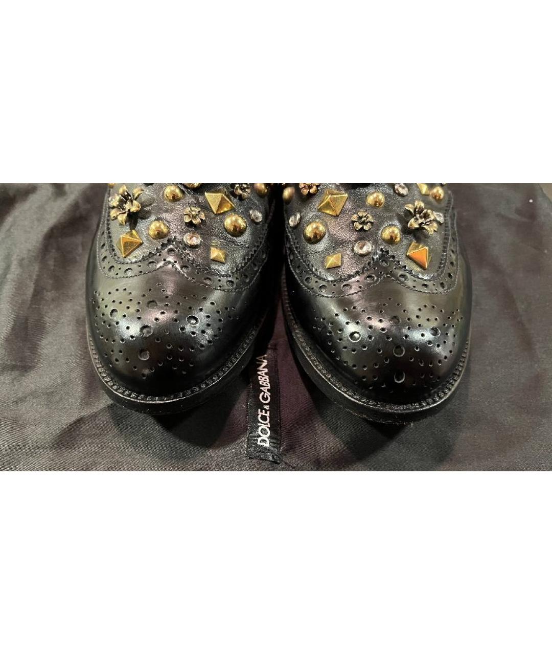 DOLCE&GABBANA Черные брогги и оксфорды из лакированной кожи, фото 3