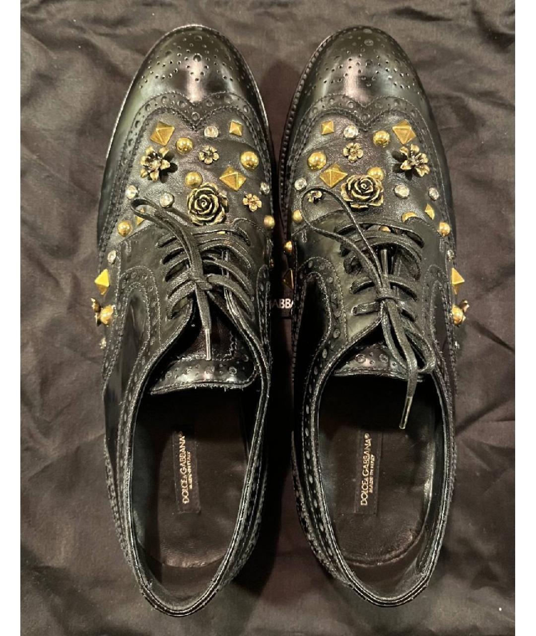 DOLCE&GABBANA Черные брогги и оксфорды из лакированной кожи, фото 2