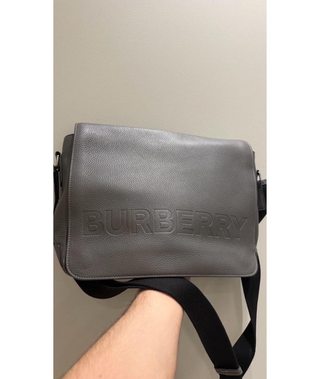 BURBERRY Серая кожаная сумка на плечо, фото 5