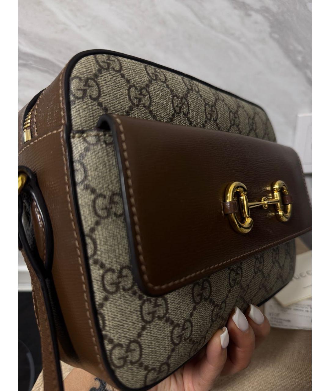 GUCCI Коричневая сумка через плечо из канвы, фото 2