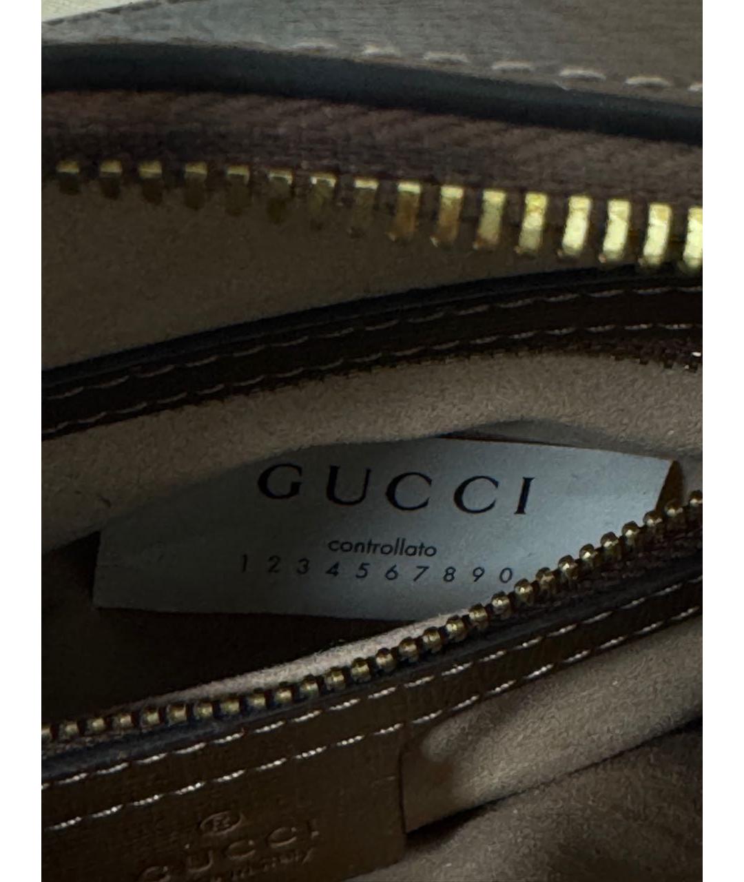 GUCCI Коричневая сумка через плечо из канвы, фото 6