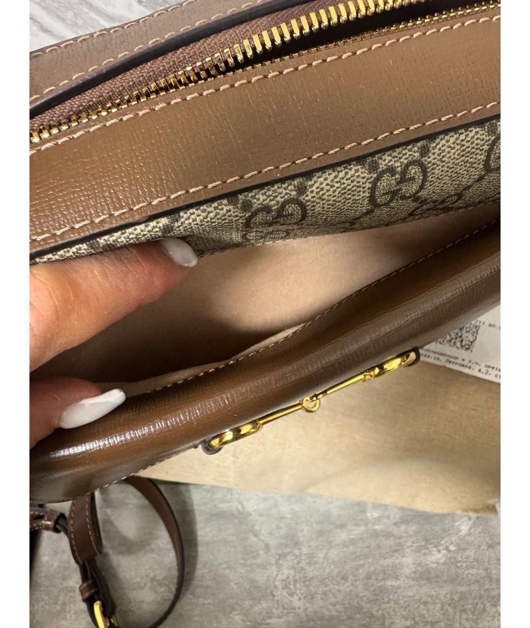 GUCCI Коричневая сумка через плечо из канвы, фото 7
