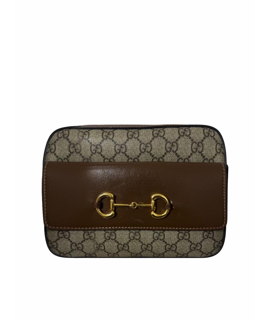 GUCCI Коричневая сумка через плечо из канвы, фото 1