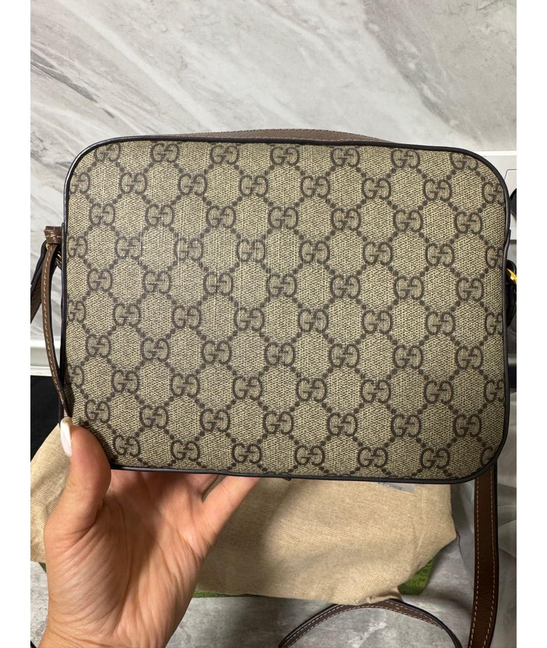 GUCCI Коричневая сумка через плечо из канвы, фото 3