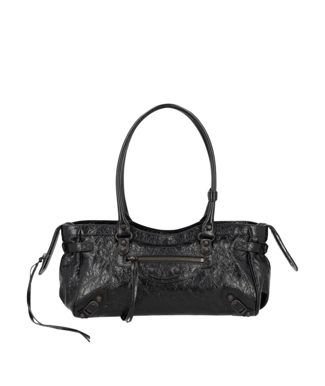 BALENCIAGA Черная кожаная сумка тоут, фото 1