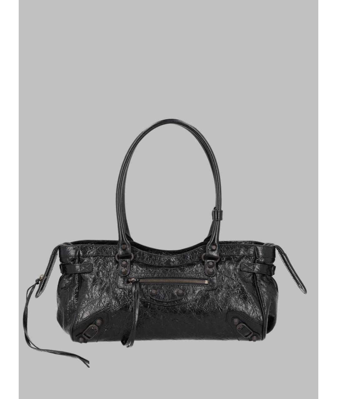BALENCIAGA Черная кожаная сумка тоут, фото 3