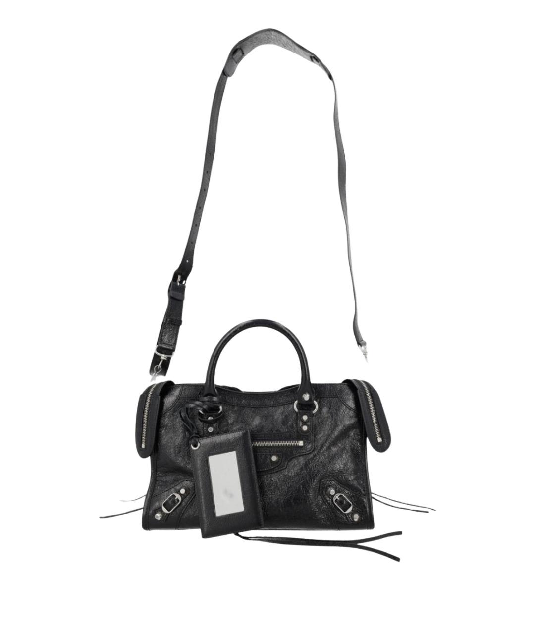 BALENCIAGA Черная кожаная сумка тоут, фото 1