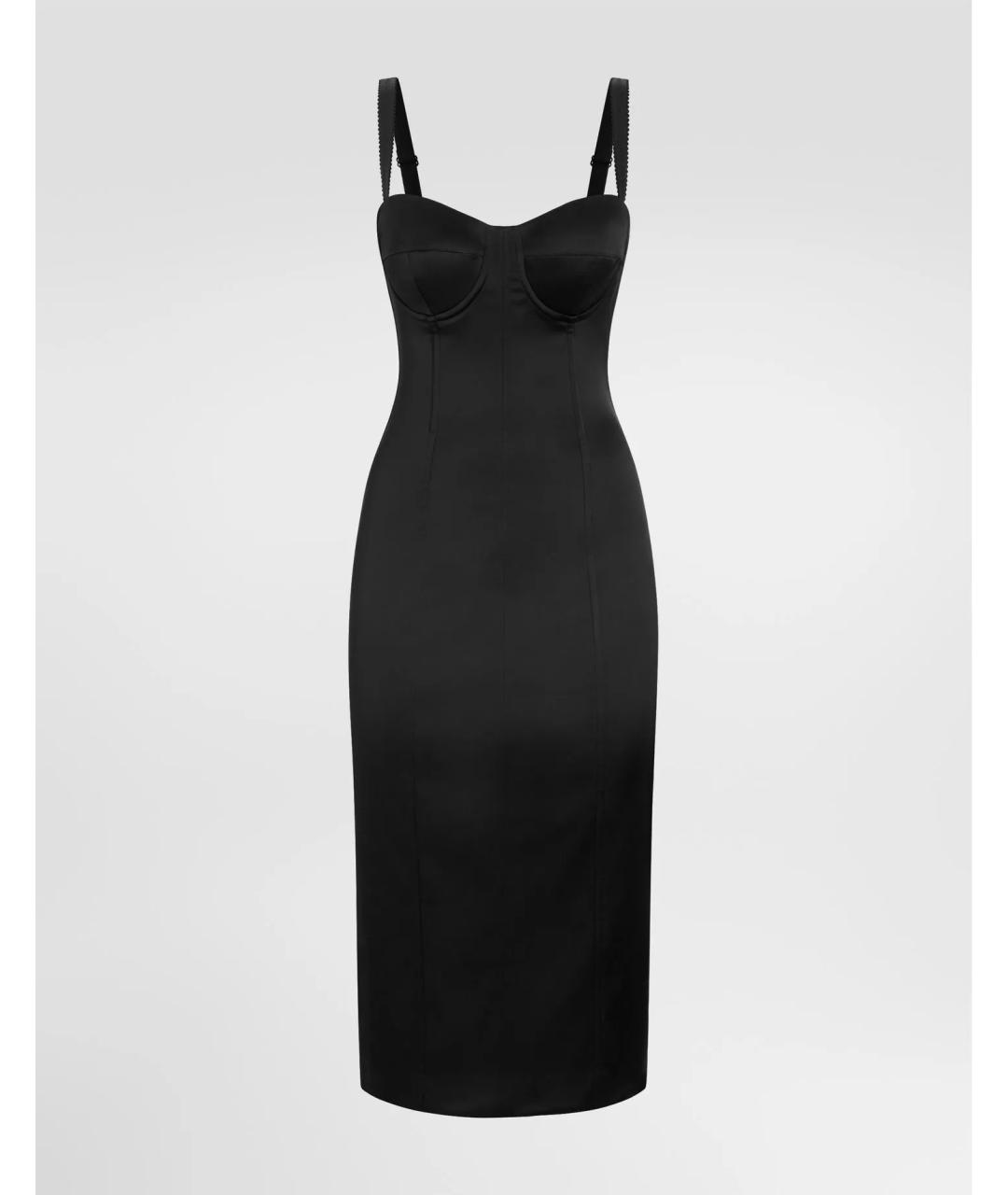 DOLCE&GABBANA Черное ацетатное коктейльное платье, фото 5