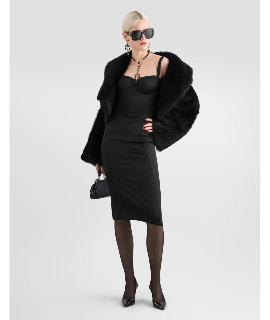 DOLCE&GABBANA Черное ацетатное коктейльное платье, фото 2