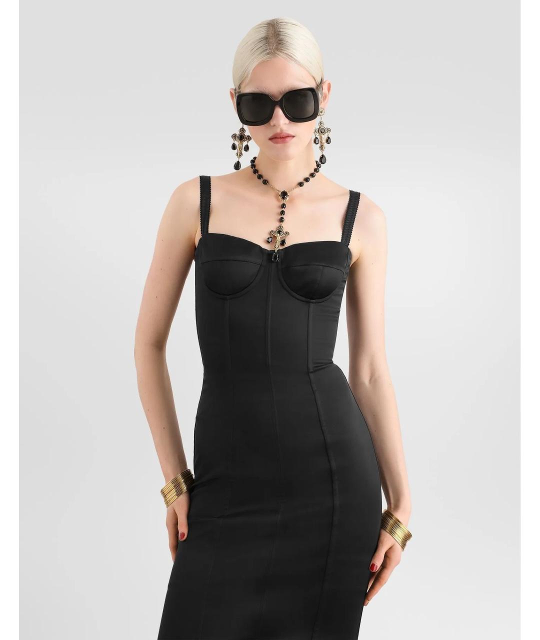 DOLCE&GABBANA Черное ацетатное коктейльное платье, фото 4