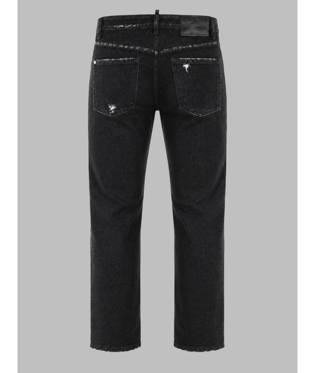 DSQUARED2 Черные хлопко-эластановые прямые джинсы, фото 2