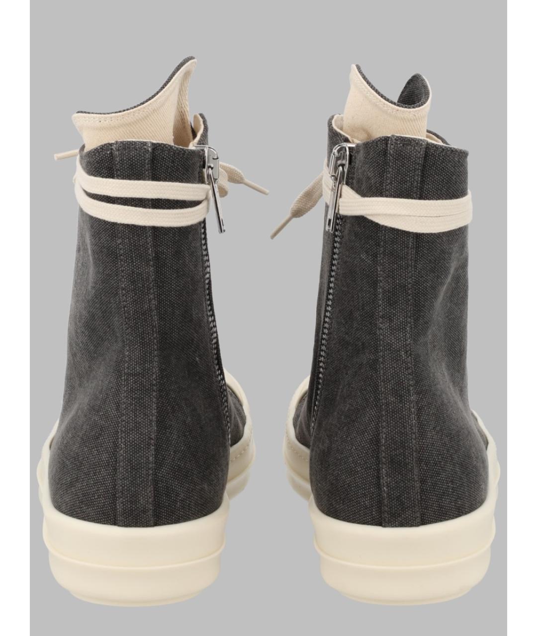 RICK OWENS DRKSHDW Серые текстильные высокие кроссовки / кеды, фото 3