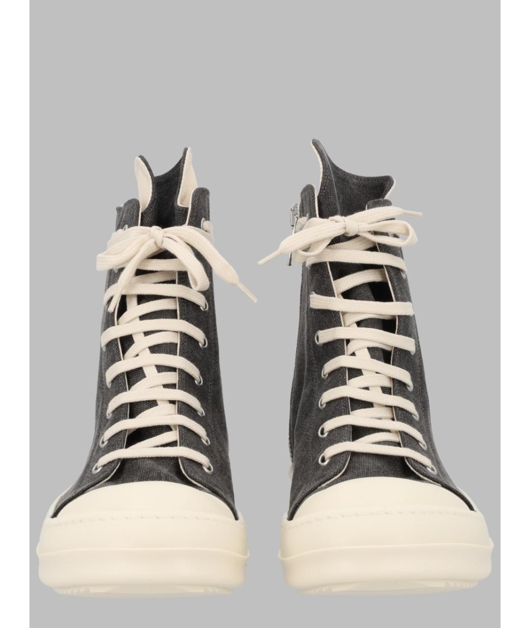 RICK OWENS DRKSHDW Серые текстильные высокие кроссовки / кеды, фото 2