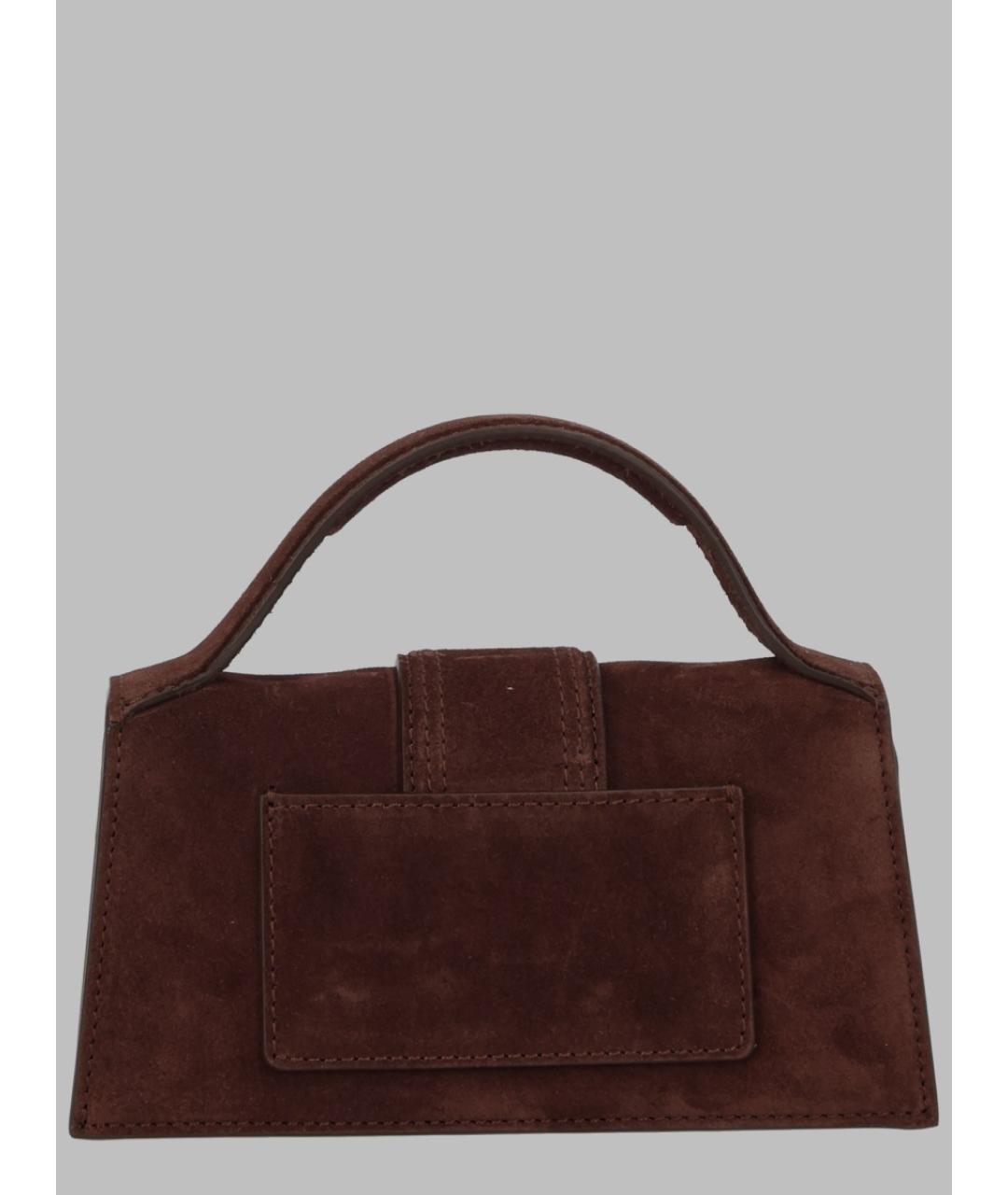 JACQUEMUS Коричневая замшевая сумка с короткими ручками, фото 2