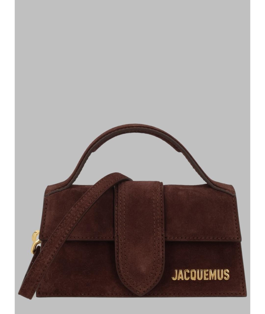 JACQUEMUS Коричневая замшевая сумка с короткими ручками, фото 3