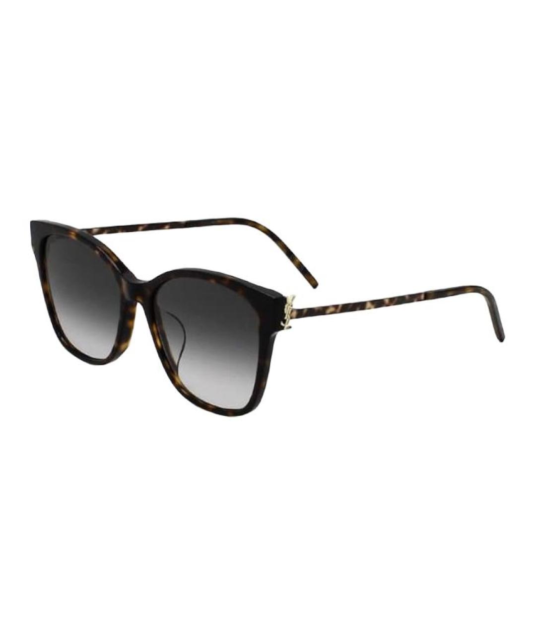 SAINT LAURENT Коричневые металлические солнцезащитные очки, фото 1