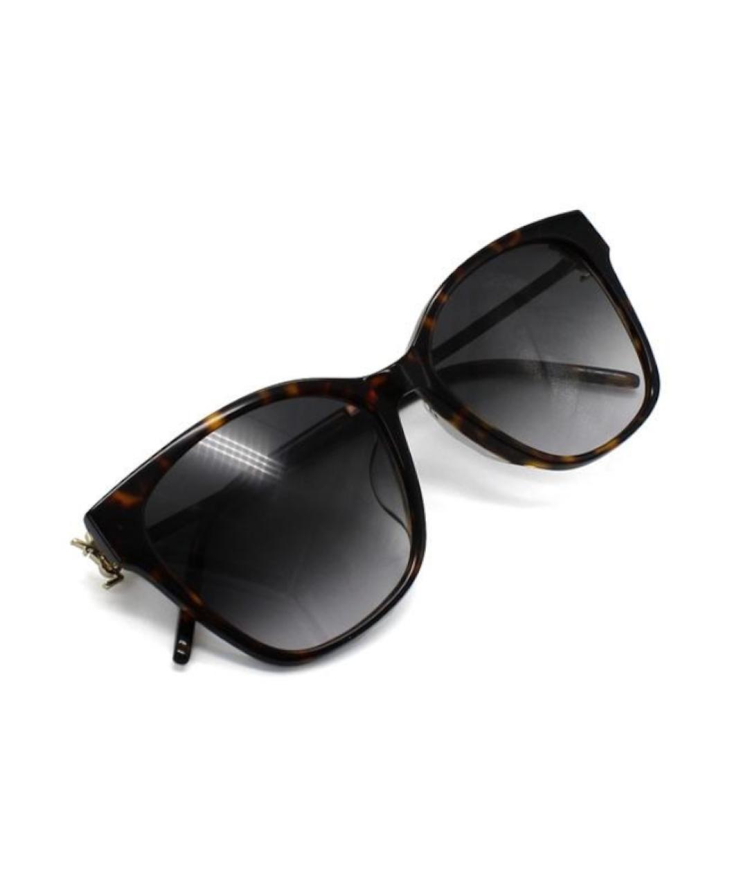 SAINT LAURENT Коричневые металлические солнцезащитные очки, фото 4