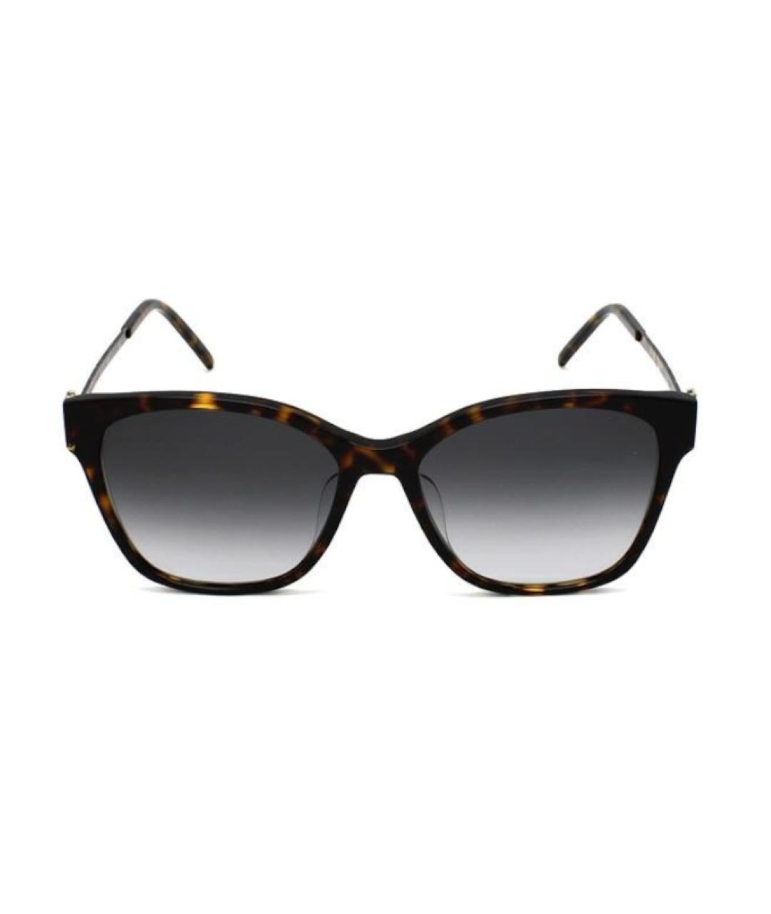 SAINT LAURENT Коричневые металлические солнцезащитные очки, фото 2