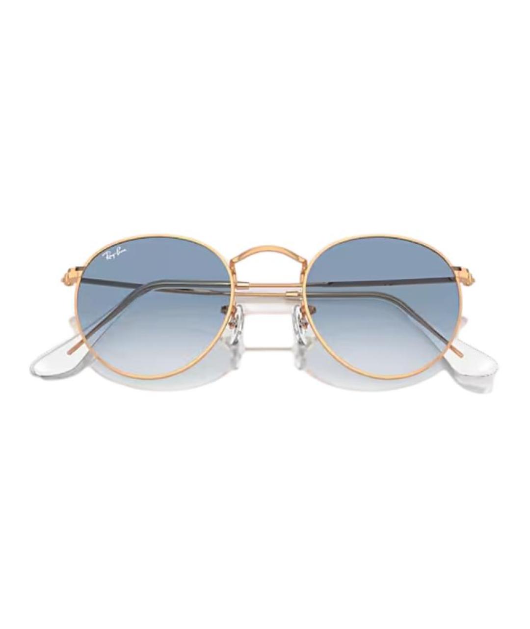 RAY BAN Золотые металлические солнцезащитные очки, фото 4