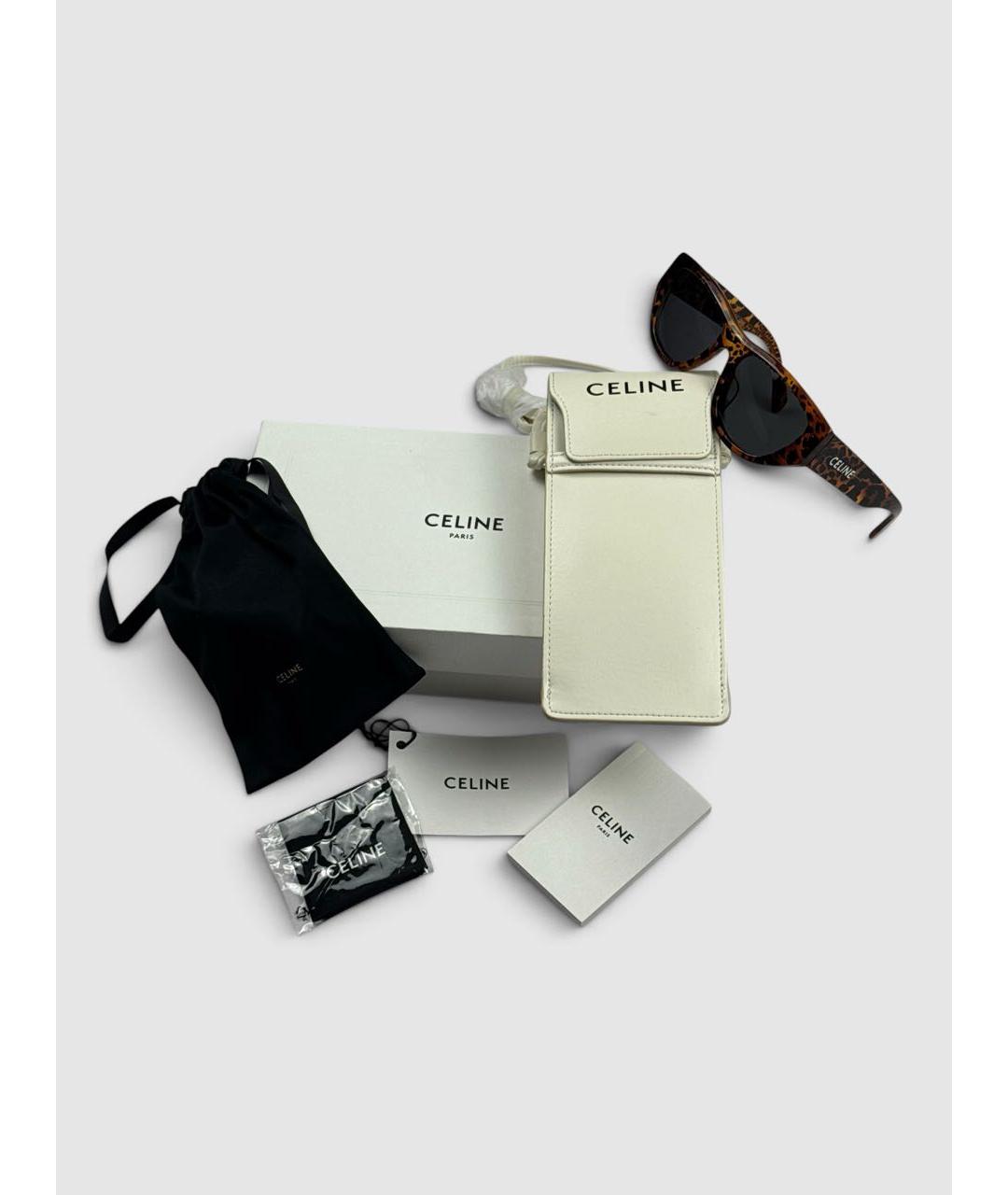 CELINE Коричневые пластиковые солнцезащитные очки, фото 3