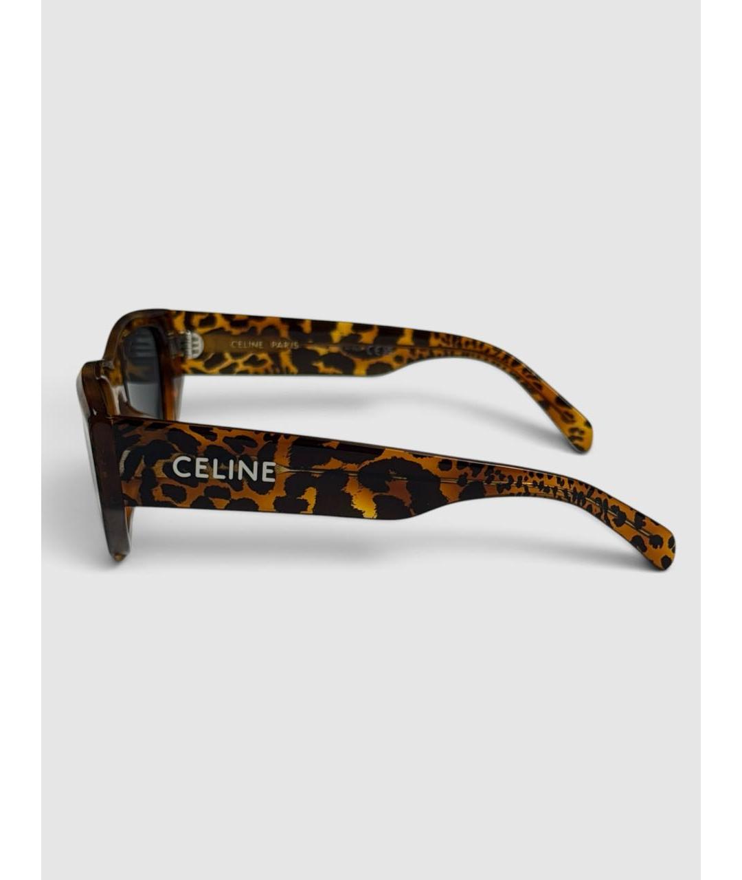 CELINE Коричневые пластиковые солнцезащитные очки, фото 2