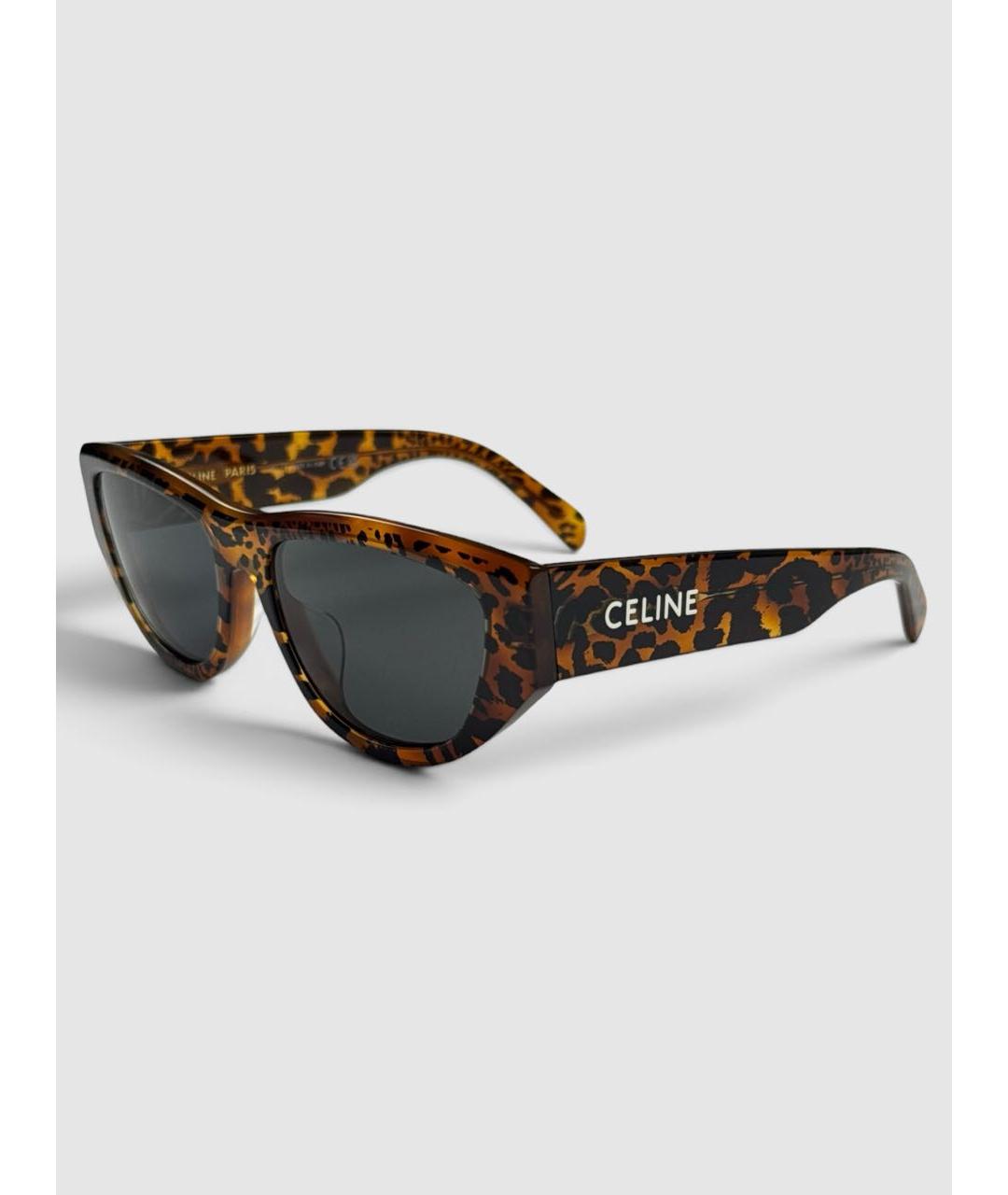CELINE Коричневые пластиковые солнцезащитные очки, фото 7