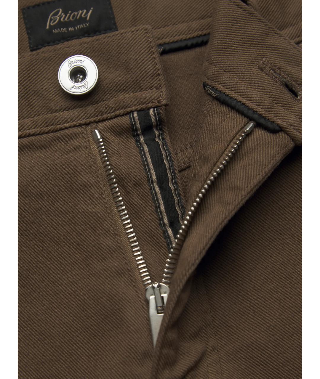BRIONI Коричневые хлопко-эластановые прямые джинсы, фото 4