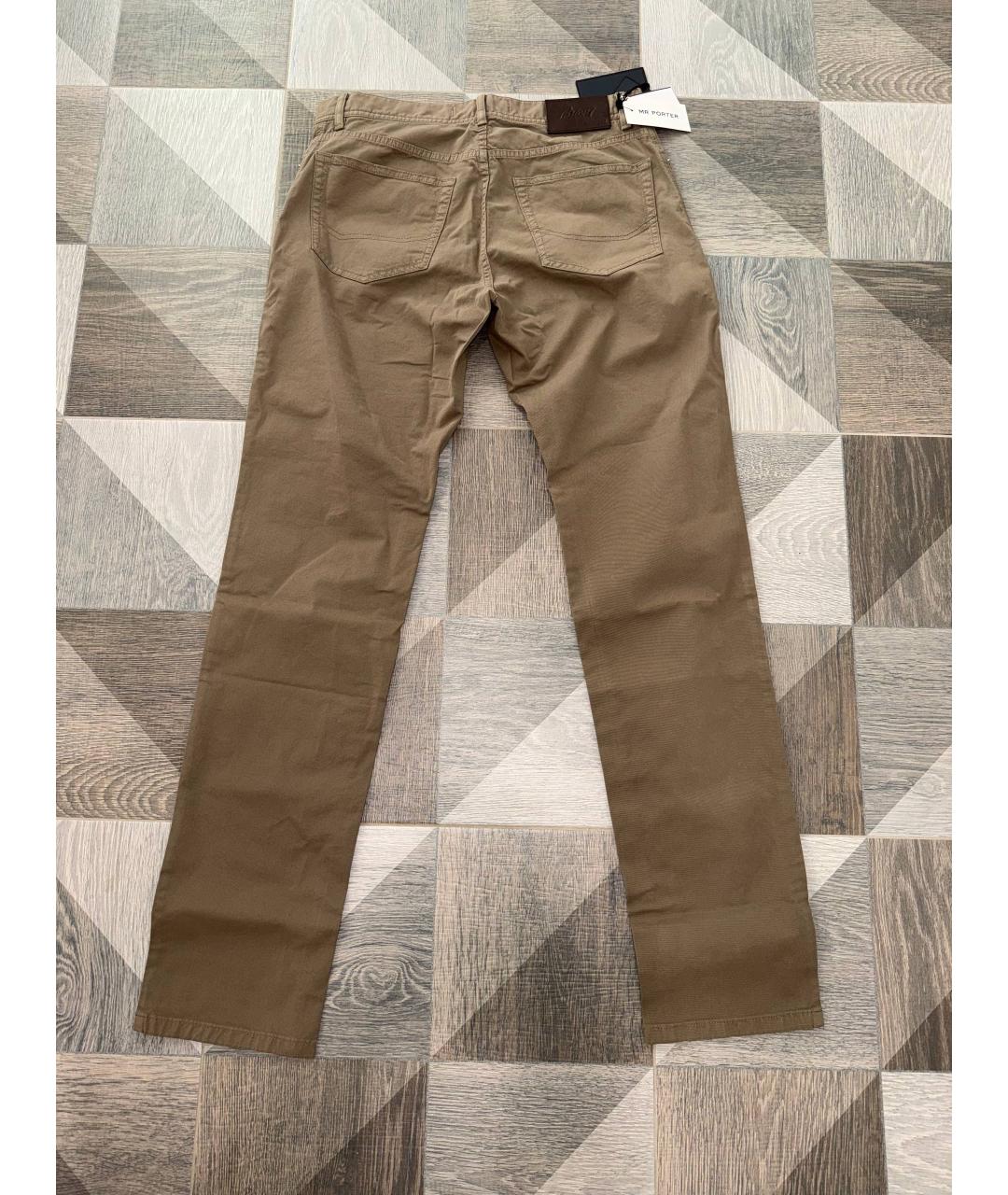 BRIONI Коричневые хлопко-эластановые прямые джинсы, фото 6