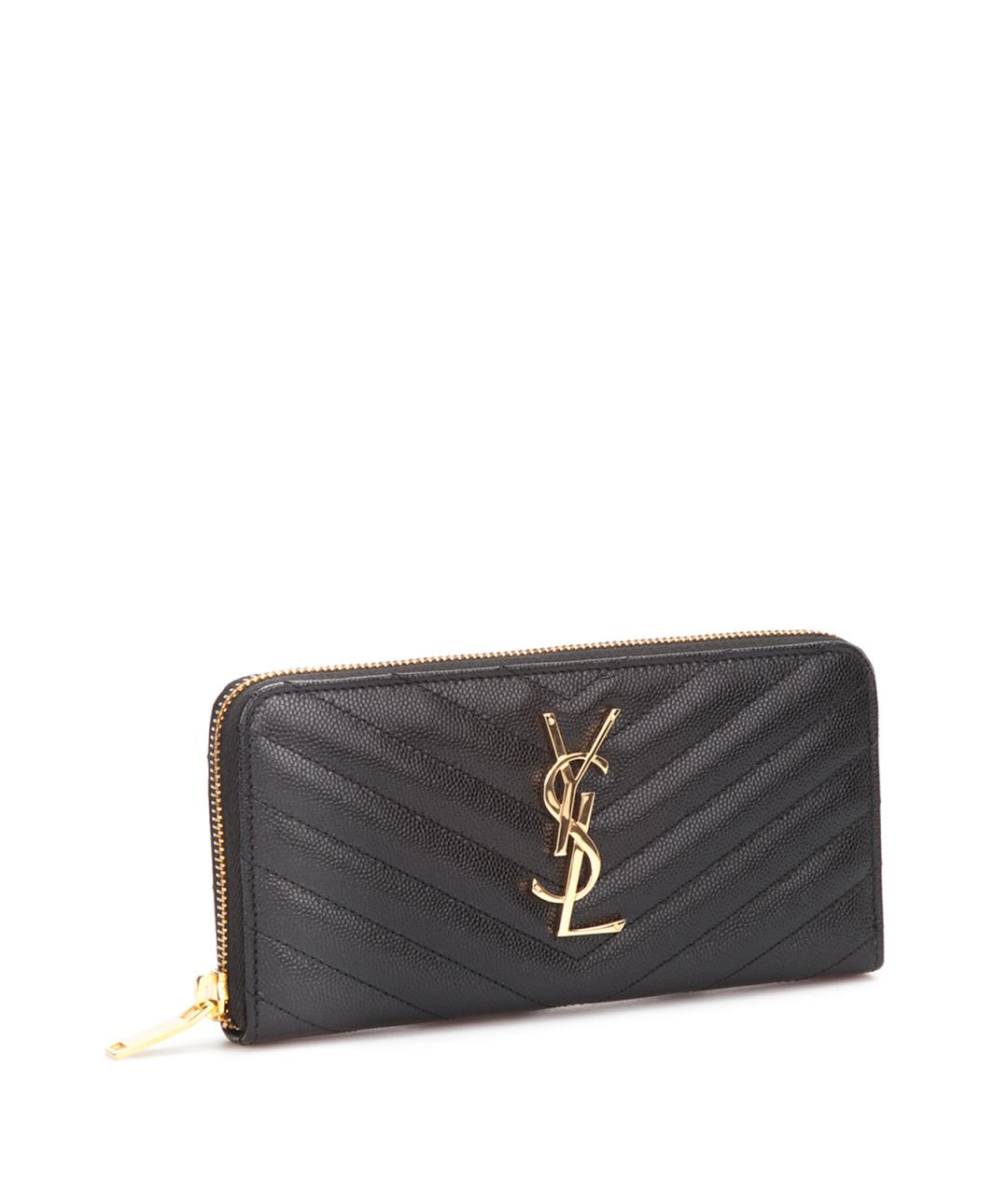 SAINT LAURENT Черный кожаный кошелек, фото 2