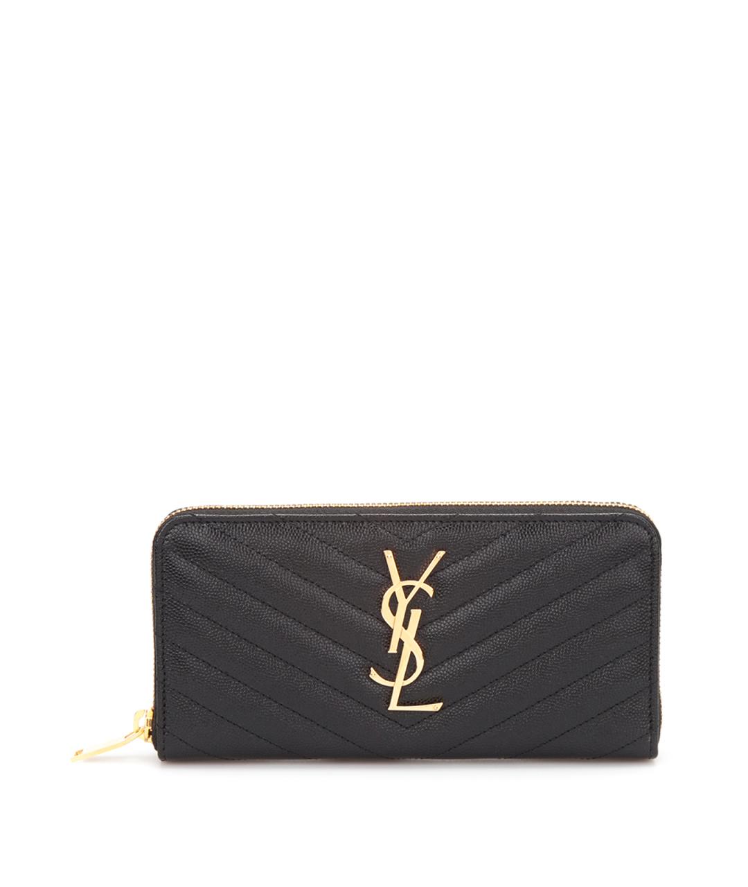 SAINT LAURENT Черный кожаный кошелек, фото 1