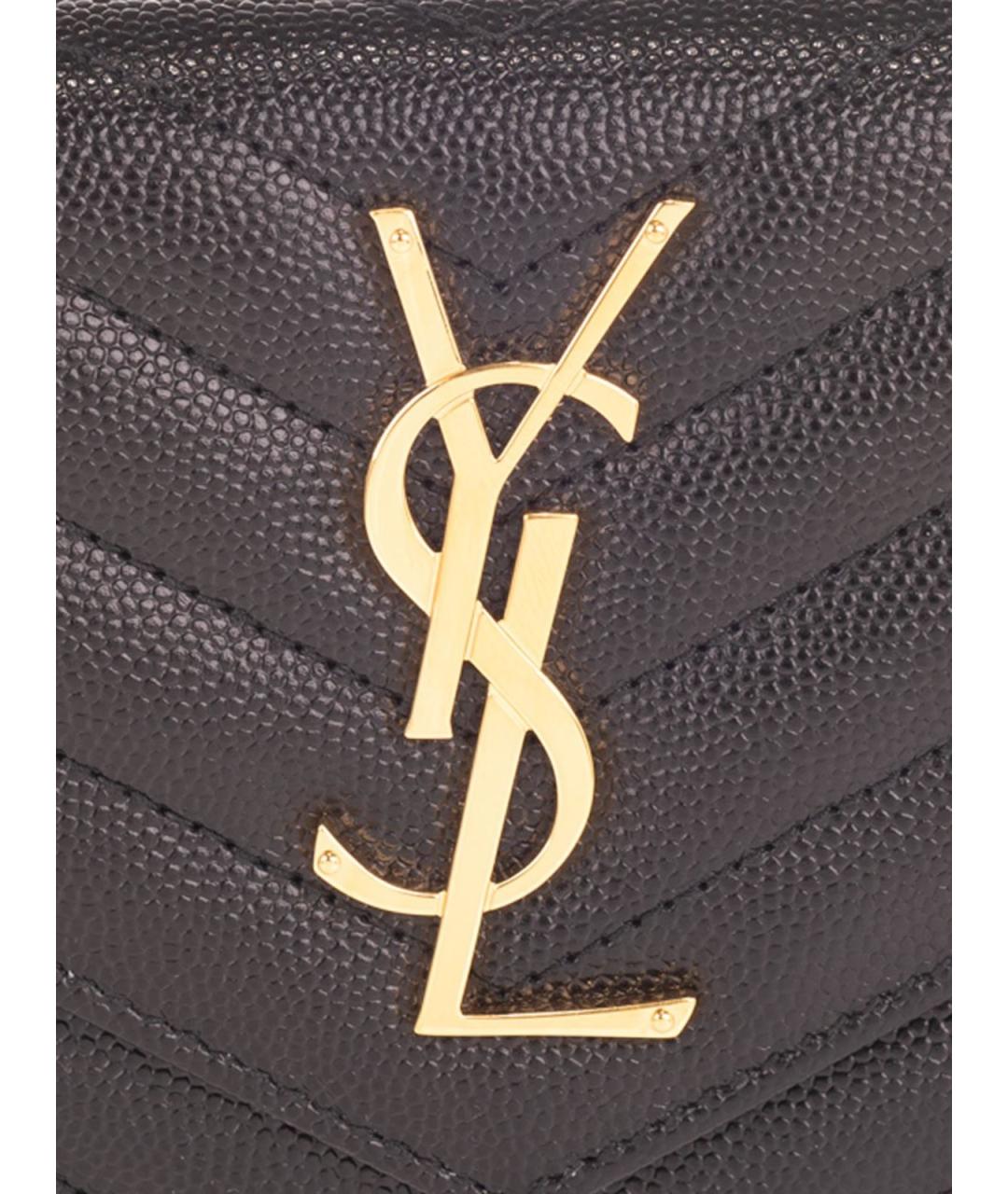 SAINT LAURENT Черный кожаный кошелек, фото 4