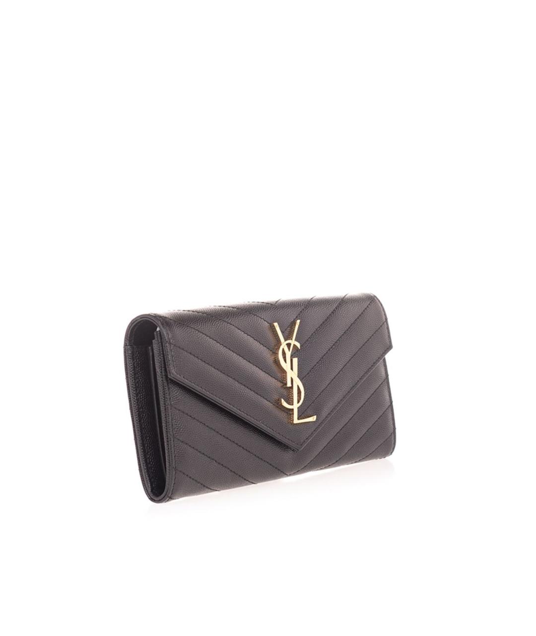 SAINT LAURENT Черный кожаный кошелек, фото 2